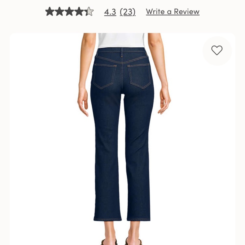 Lands' End Navy Button-Fly Flare Jeans - Picture 2 of 6